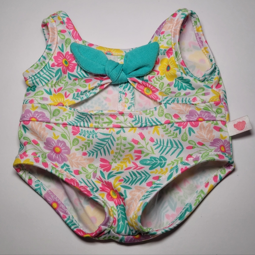 Build A Bear Swimsuit Floral Tropical Flowers One Piece Bow Bathing Suit Clothes